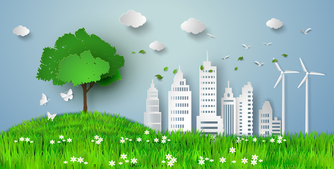 Ilustracja dla zrównoważonego budownictwa